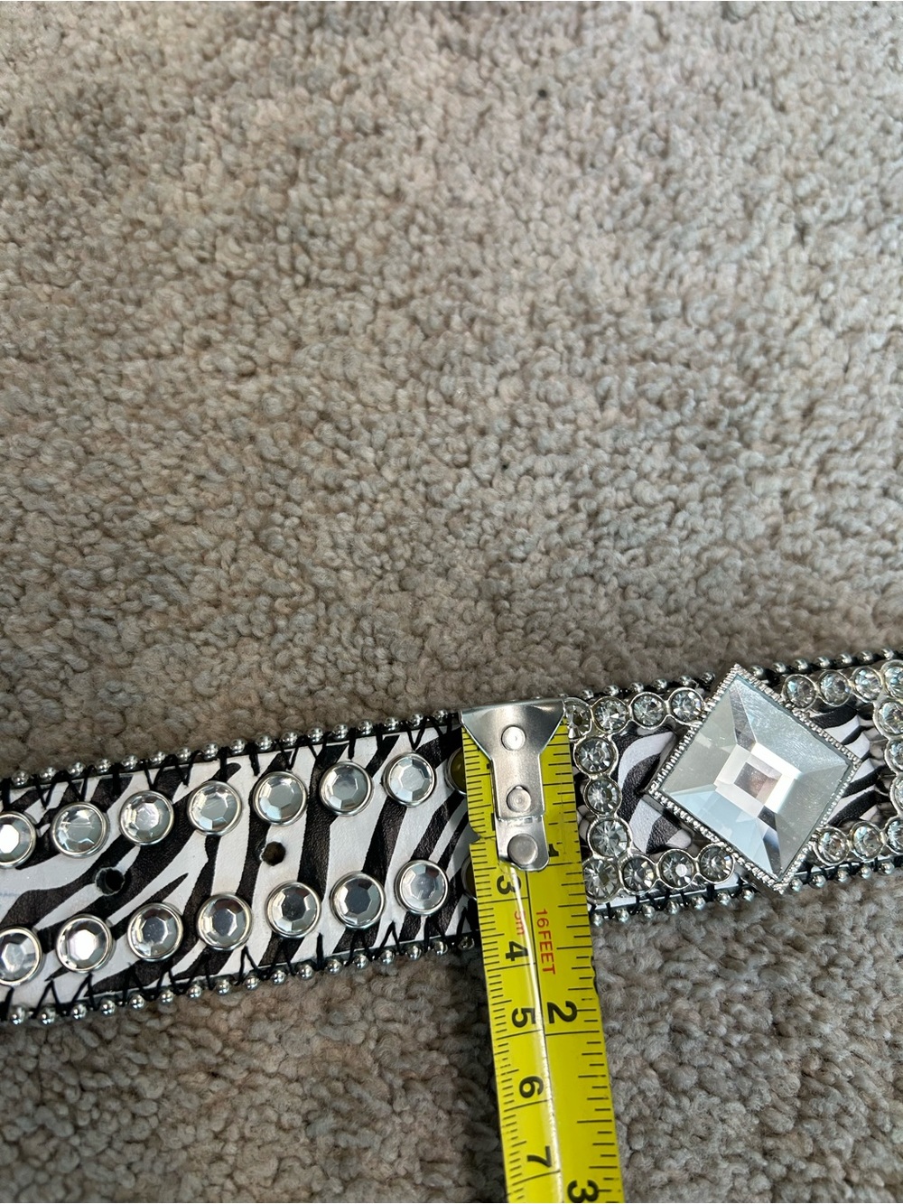 Western Rhinestone Zebra Print Statement Belt rodeo cowgirl stampede sparkly M - Picture 3 of 6